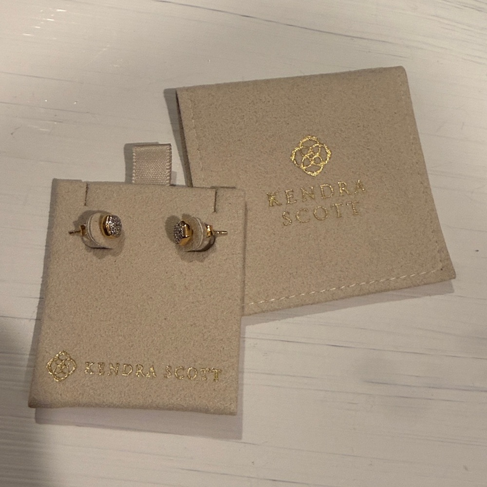 Kendra Scott Gold and White Diamond Stud Earrings